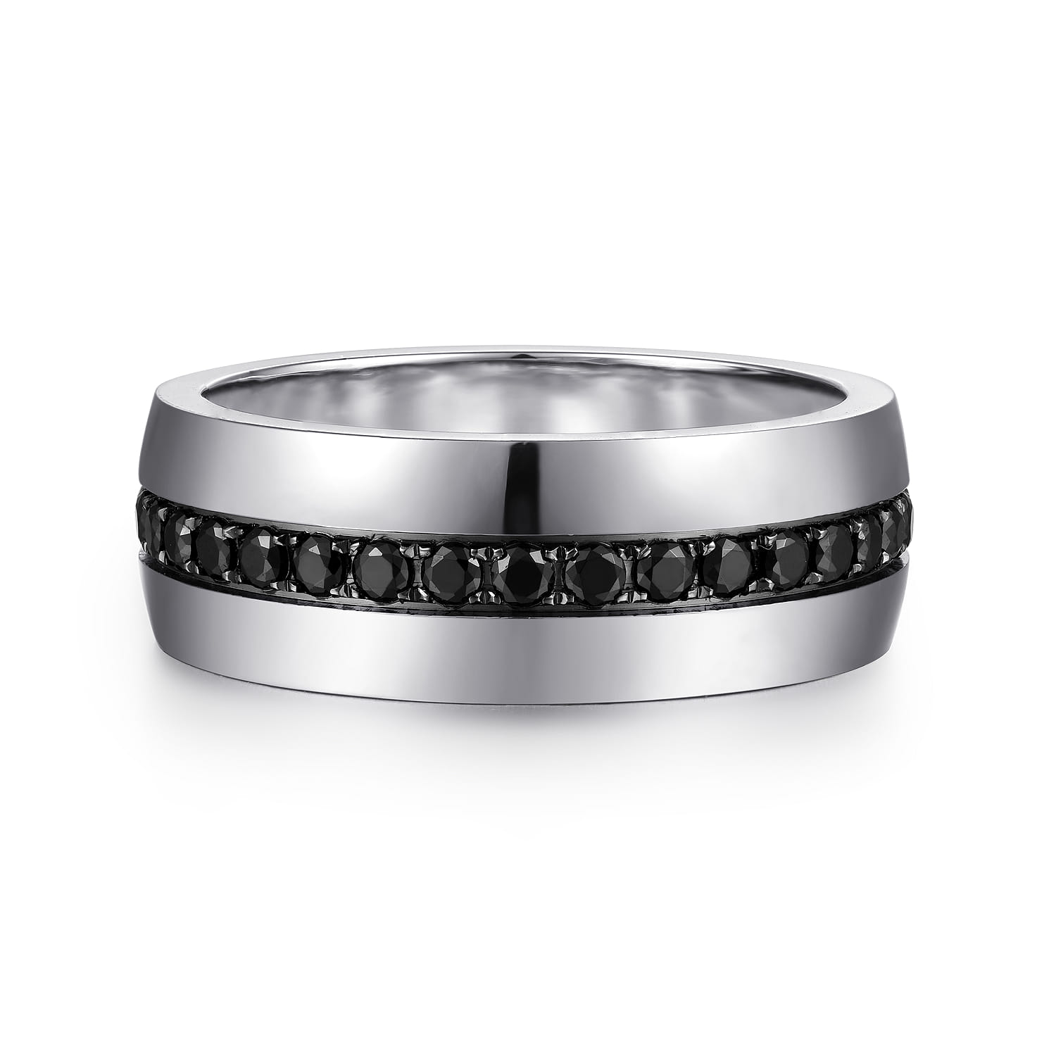 Xavier - 14K White Gold and Black Diamond Men's Band in High Polished Finish