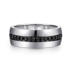 Xavier - 14K White Gold and Black Diamond Men's Band in High Polished Finish