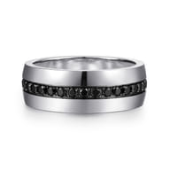 Xavier - 14K White Gold and Black Diamond Men's Band in High Polished Finish