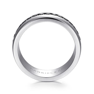Xavier - 14K White Gold and Black Diamond Men's Band in High Polished Finish