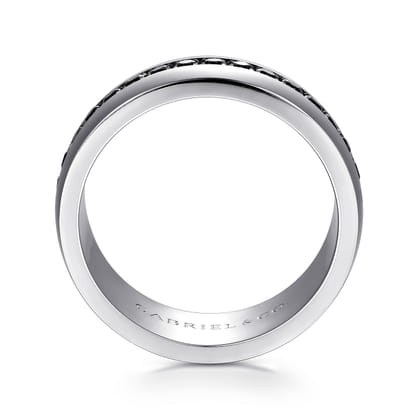 Xavier - 14K White Gold and Black Diamond Men's Band in High Polished Finish