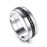 Xavier - 14K White Gold and Black Diamond Men's Band in High Polished Finish - 1.09 ct