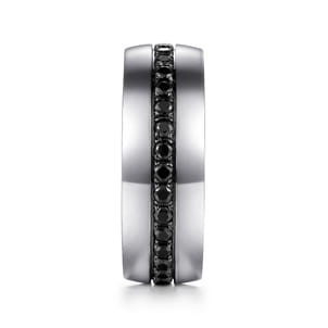 Xavier - 14K White Gold and Black Diamond Men's Band in High Polished Finish