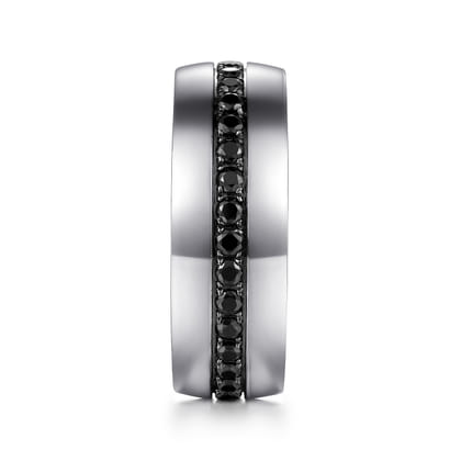 Xavier - 14K White Gold and Black Diamond Men's Band in High Polished Finish