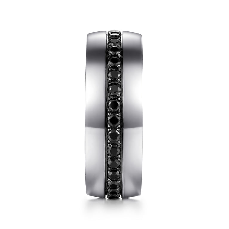 Xavier - 14K White Gold and Black Diamond Men's Band in High Polished Finish - 1.09 ct - Shot 4