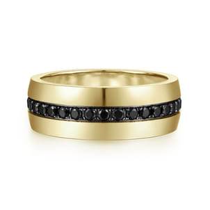Xavier - 14K Yellow Gold Black Diamond Men's Band in High Polished Finish