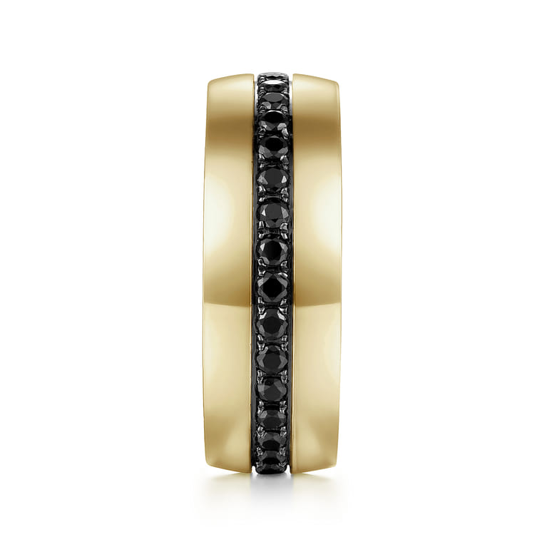 Xavier - 14K Yellow Gold Black Diamond Men's Band in High Polished Finish - 1.09 ct - Shot 4
