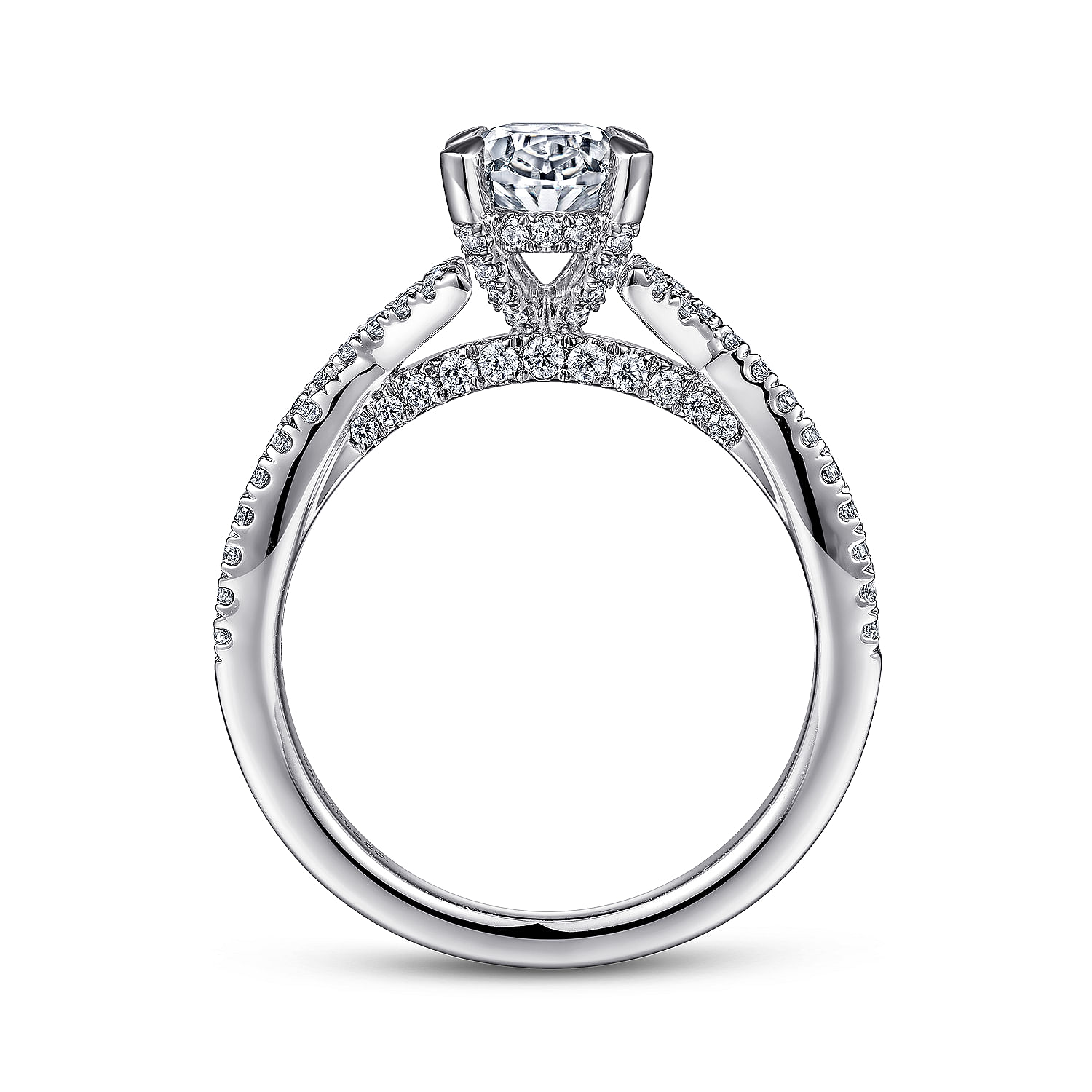 Xena - 14K White Gold Twisted Oval Diamond Engagement Ring - 0.47 ct - Shot 2