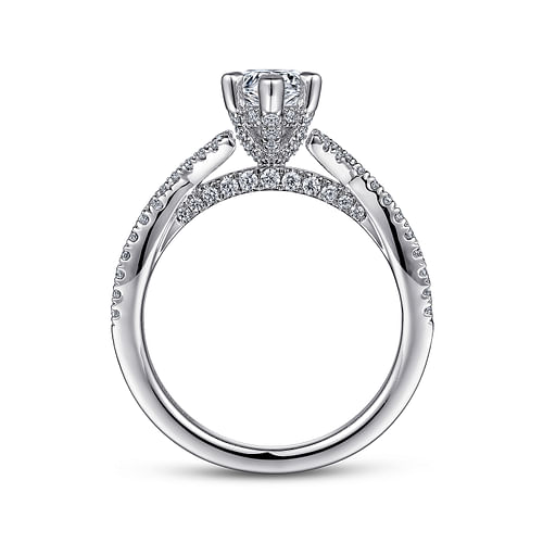 Xena - 14K White Gold Twisted Pear Shape Diamond Engagement Ring - 0.5 ct - Shot 2