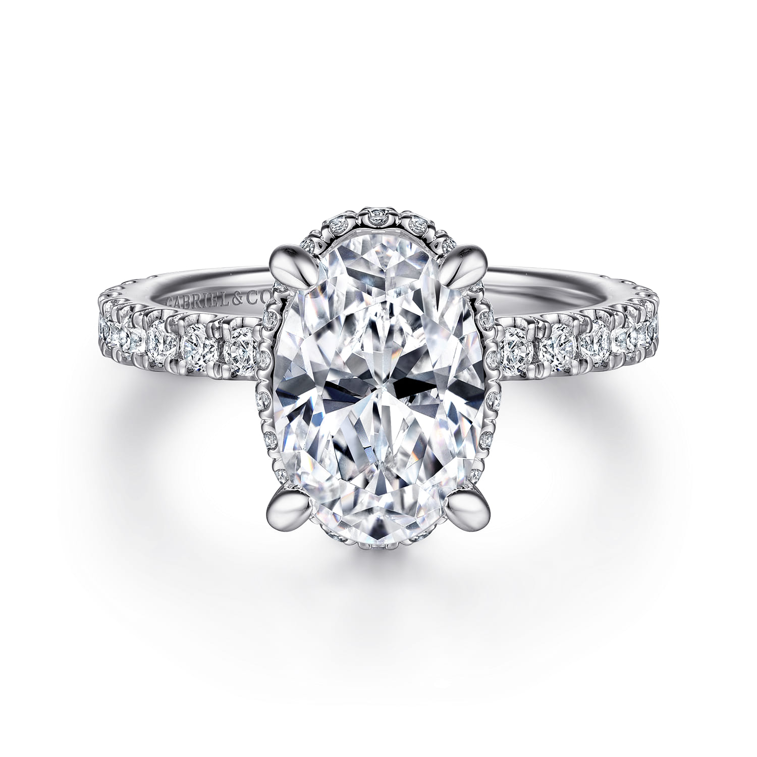 Yale - 14K White Gold Oval Diamond Engagement Ring