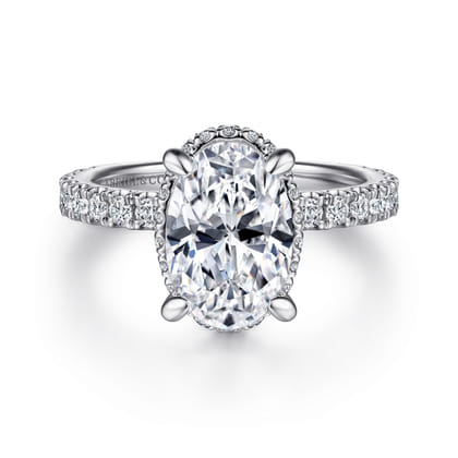 Yale - 14K White Gold Oval Diamond Engagement Ring