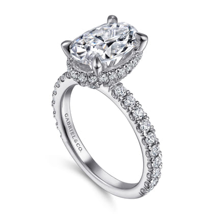 Yale - 14K White Gold Oval Diamond Engagement Ring