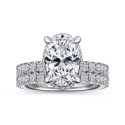 Yale - 14K White Gold Oval Diamond Engagement Ring