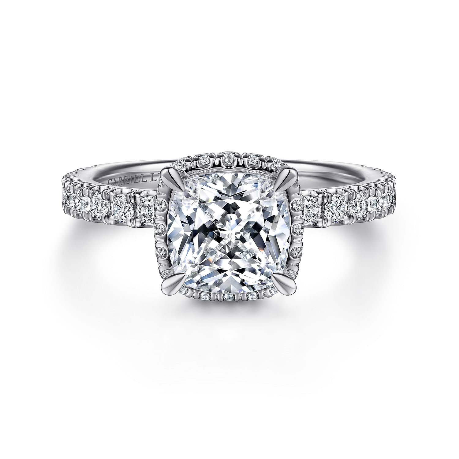 Yale - 18K White Gold Cushion Cut Diamond Engagement Ring