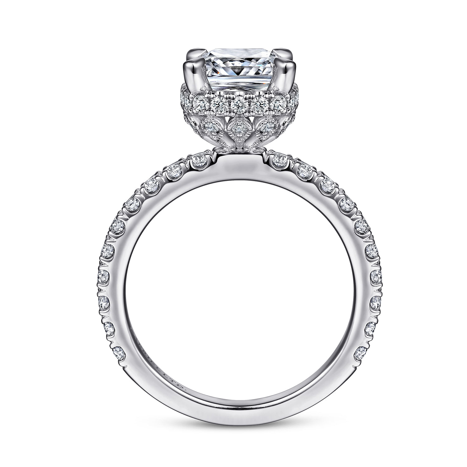 Yale - 18K White Gold Cushion Cut Diamond Engagement Ring