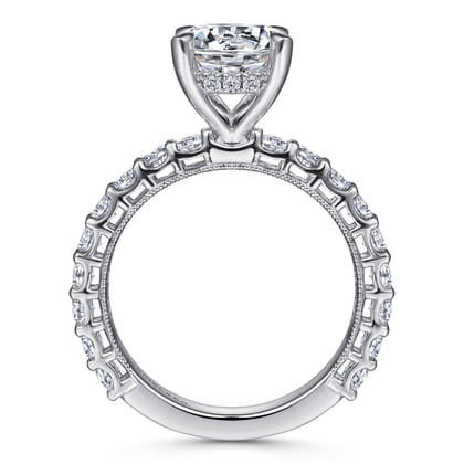 Yareli - Vintage Inspired 14K White Gold Round Diamond Engagement Ring