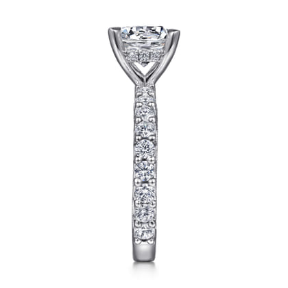 Yareli - Vintage Inspired 14K White Gold Round Diamond Engagement Ring