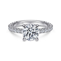 Yareli - Vintage Inspired 18K White Gold Round Diamond Engagement Ring