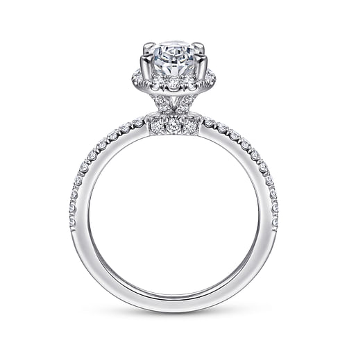 Yasmin - 14K White Gold Oval Halo Diamond Engagement Ring - 0.5 ct - Shot 2