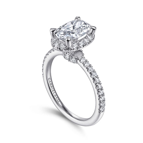 Yasmin - 14K White Gold Oval Halo Diamond Engagement Ring - 0.5 ct - Shot 3