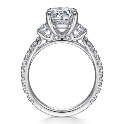Yasmine - 14K White Gold Oval Three Stone Diamond Engagement Ring
