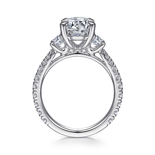 Yasmine - 18K White Gold Oval Three Stone Diamond Engagement Ring - 0.83 ct - Shot 2