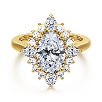 Yazmin - 14K White Gold Oval Halo Diamond Engagement Ring