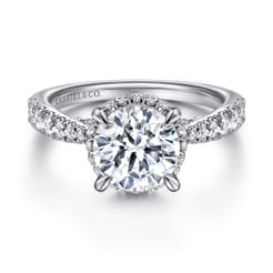 Yelena - Vintage Inspired 14K White Gold Round Diamond Engagement Ring