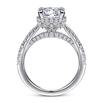 Yelena - Vintage Inspired 14K White Gold Round Diamond Engagement Ring