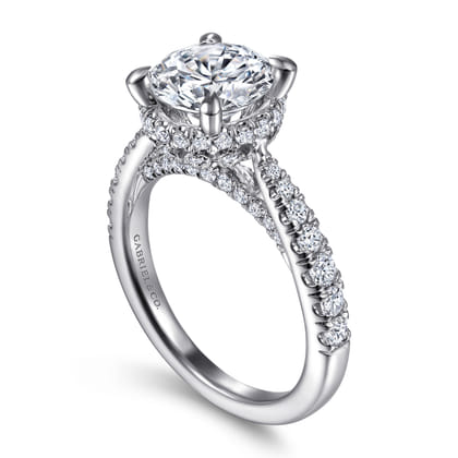 Yelena - Vintage Inspired 14K White Gold Round Diamond Engagement Ring