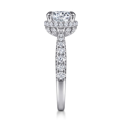 Yelena - Vintage Inspired 14K White Gold Round Diamond Engagement Ring