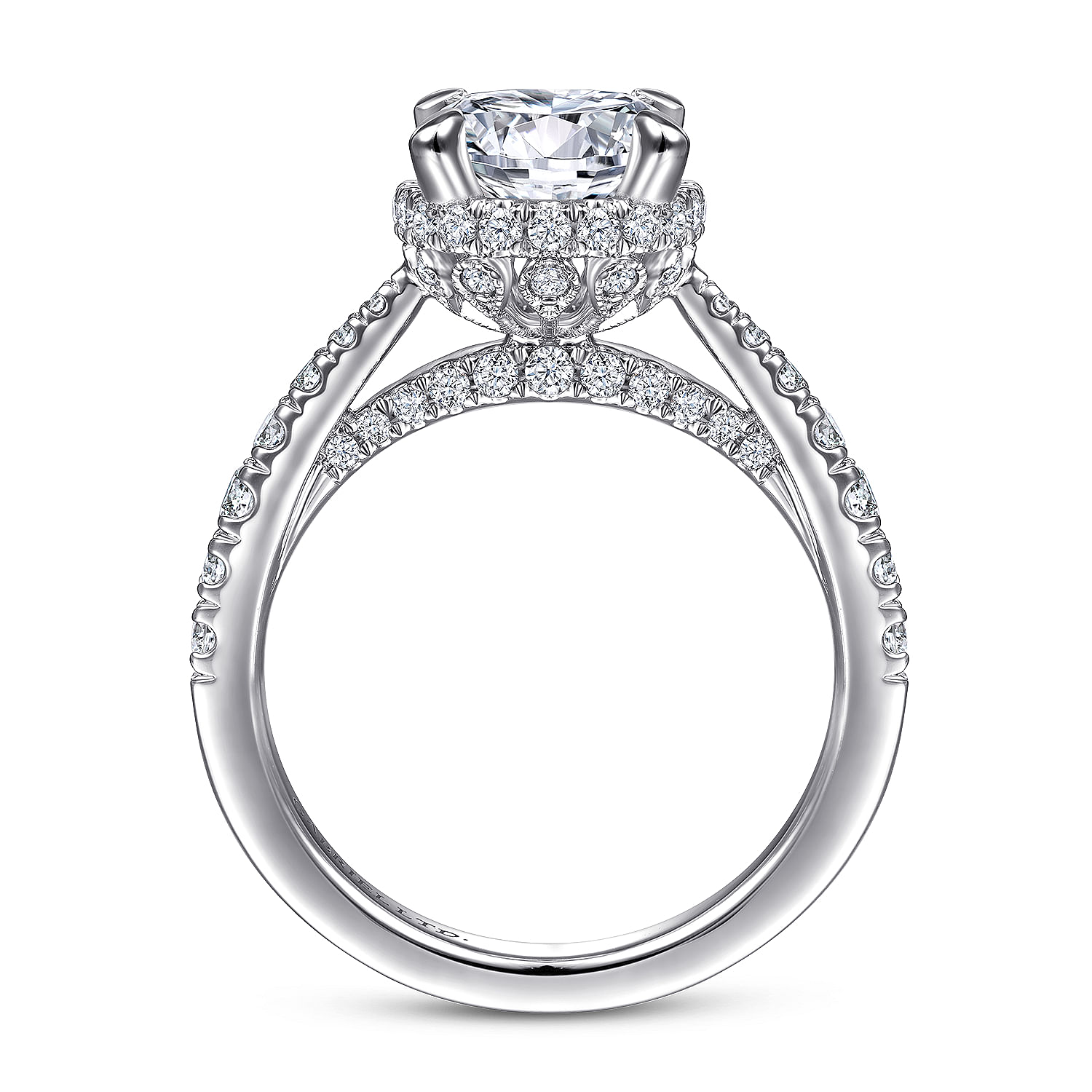 Yelena - Vintage Inspired 18K White Gold Round Diamond Engagement Ring