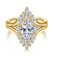 Yesenia - 14K Yellow Gold Marquise Shahpe Halo Diamond Engagement Ring