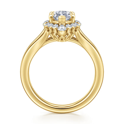 Yesenia - 14K Yellow Gold Marquise Shahpe Halo Diamond Engagement Ring