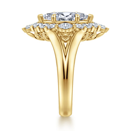 Yesenia - 14K Yellow Gold Marquise Shahpe Halo Diamond Engagement Ring