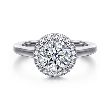 Yolanda - 14K White Gold Round Halo Diamond Engagement Ring