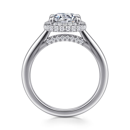Yolanda - 14K White Gold Round Halo Diamond Engagement Ring