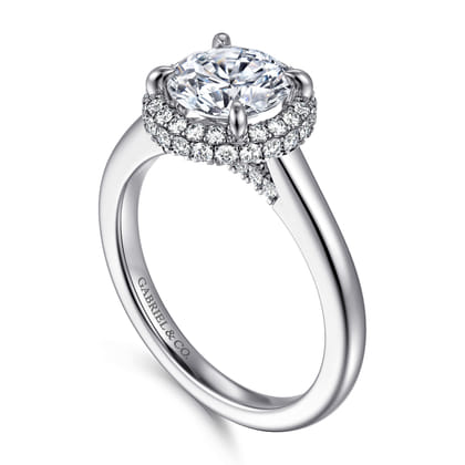 Yolanda - 14K White Gold Round Halo Diamond Engagement Ring