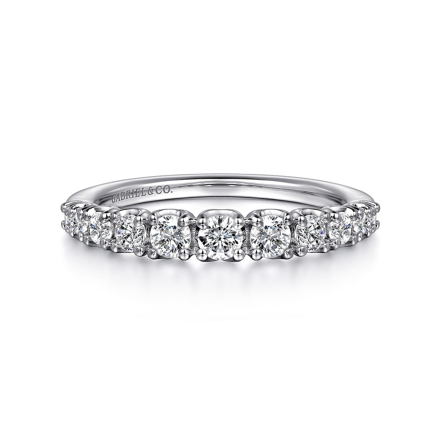 Straight Wedding Ring in 14k White Gold with Round Natural Diamond at Gabriel & Co. - Shot 1
