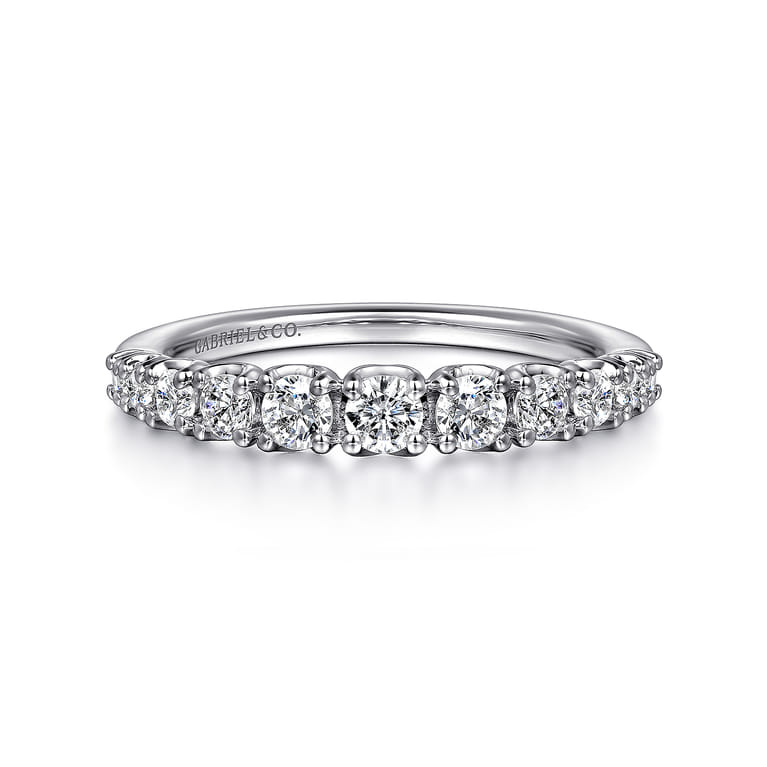 Straight Wedding Ring in 14k White Gold with Round Natural Diamond at Gabriel & Co. - Shot 1