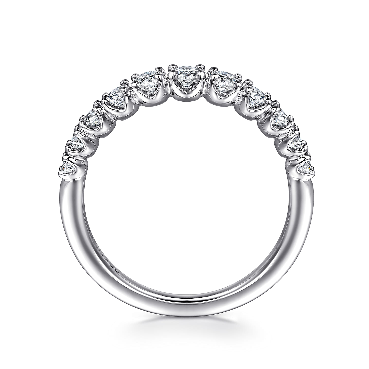 Straight Wedding Ring in 14k White Gold with Round Natural Diamond at Gabriel & Co. - Shot 2