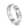 Zachary - 14K White Gold 6mm - Men's Wedding Band with Hammered Stations
