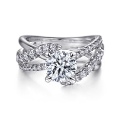 14K White Gold Round Diamond Engagement Ring