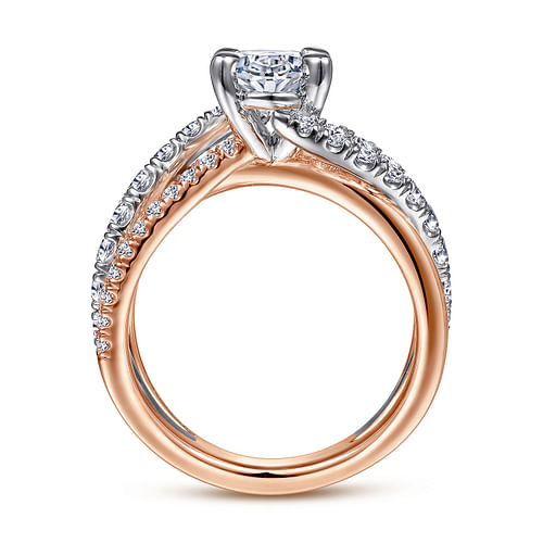 Zaira - 14K White-Rose Gold Oval Diamond Free Form Engagement Ring - 0.75 ct - Shot 2