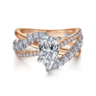 Zaira - 14K White-Rose Gold Pear Shape Free Form Diamond Engagement Ring