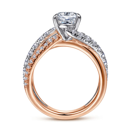 Zaira - 14K White-Rose Gold Pear Shape Free Form Diamond Engagement Ring