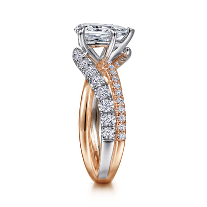 Zaira - 14K White-Rose Gold Pear Shape Free Form Diamond Engagement Ring