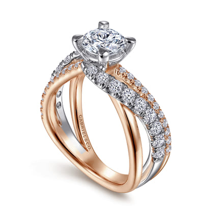 Zaira - 14K White-Rose Gold Round Diamond Engagement Ring