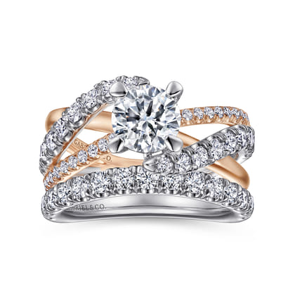 Zaira - 14K White-Rose Gold Round Diamond Engagement Ring
