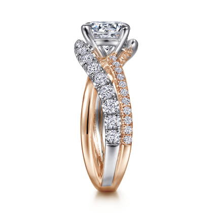 Zaira - 14K White-Rose Gold Round Diamond Engagement Ring